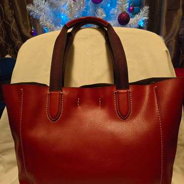 Coach Derby Pebbled Leather Tote Gold/1941 store Red/Oxblood