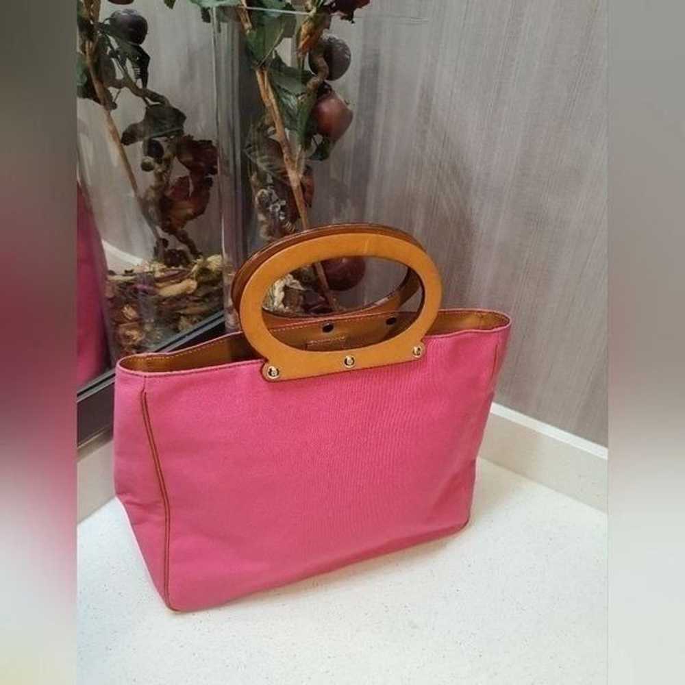 Kate Spade Rare Pink Canvas Leather Trim Tote Bag - image 1