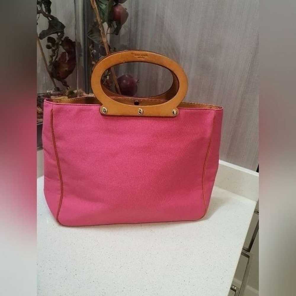 Kate Spade Rare Pink Canvas Leather Trim Tote Bag - image 3