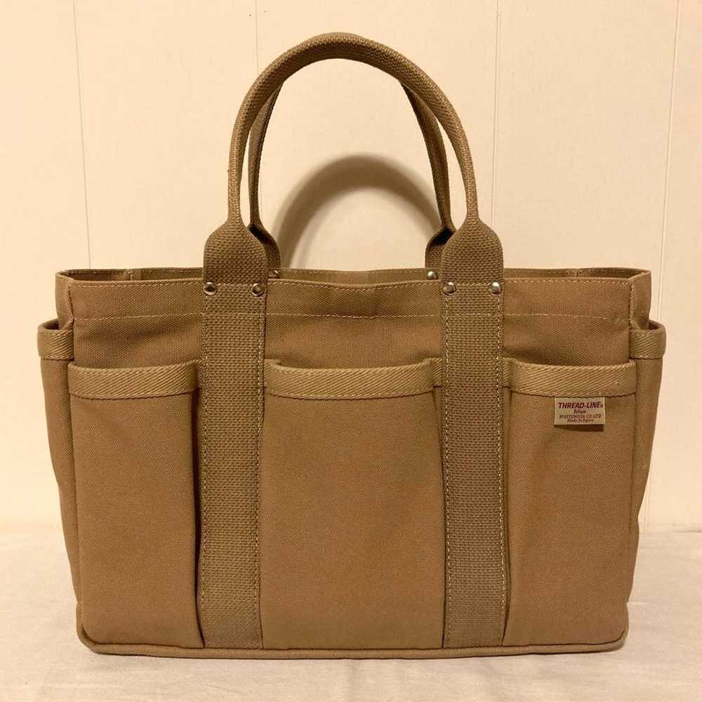 Matsunoya Thread Line Tote Canvas Bag Beige - image 1