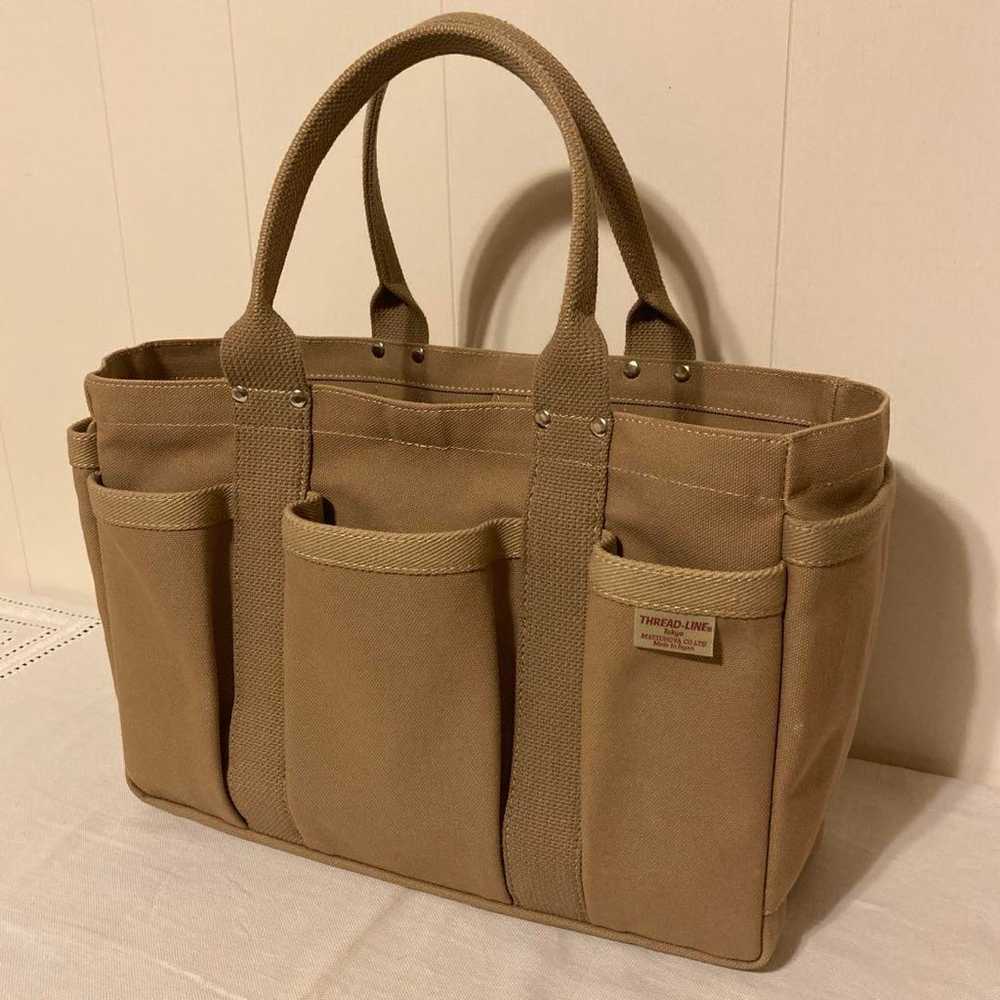 Matsunoya Thread Line Tote Canvas Bag Beige - image 2