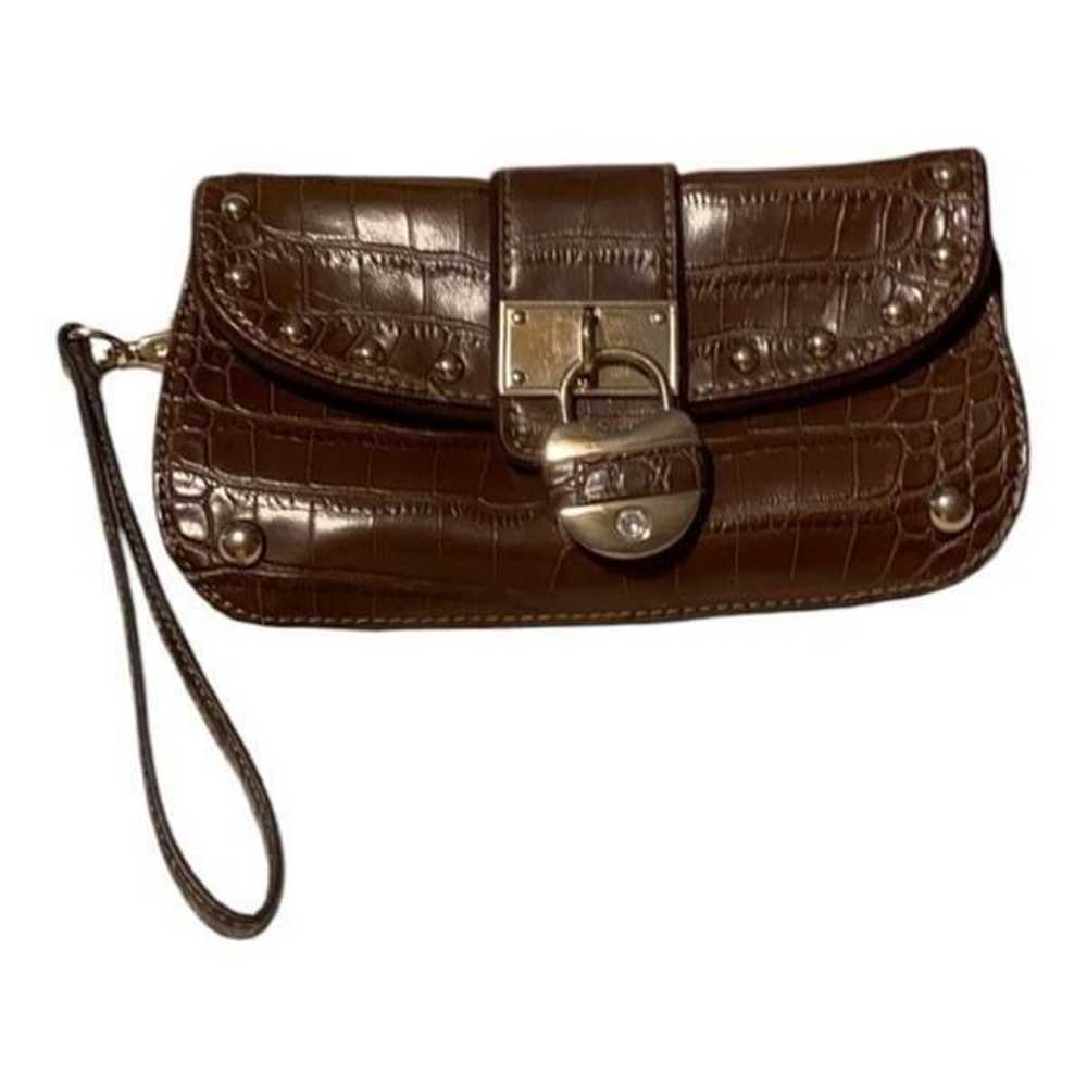 Kathy Van Zeeland Brown Croc Embossed Convertible… - image 1