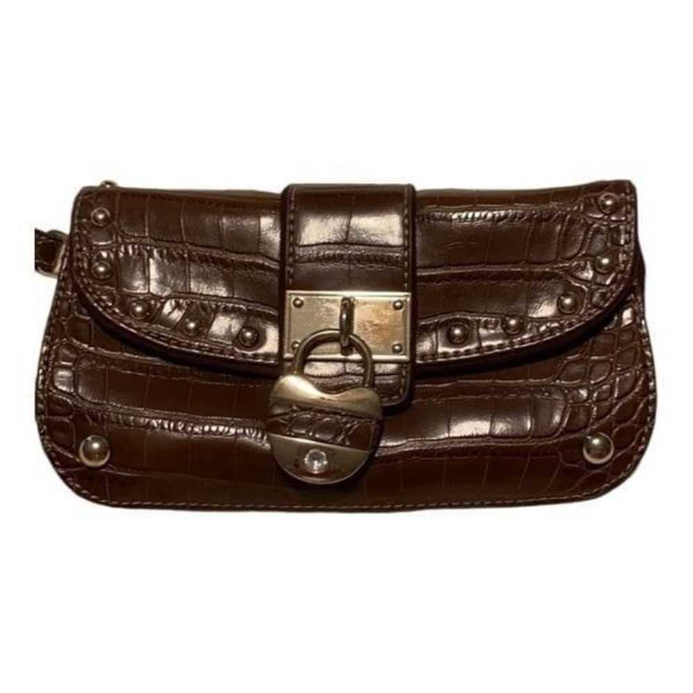 Kathy Van Zeeland Brown Croc Embossed Convertible… - image 6