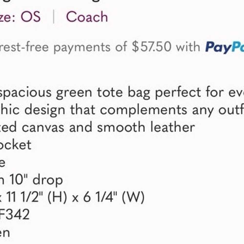 Coach City Signature Green Tote - image 2