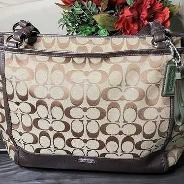 Coach Park Signature Carrie Leather Canvas Tote F2