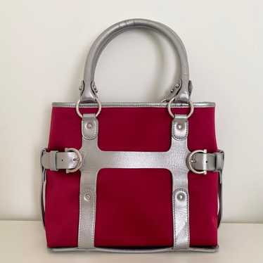 Salvatore Ferragamo Cherry Red Satin and Silver Le