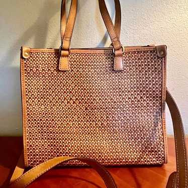 Patricia Nash AVA Leather Woven Handbag w/ Strap - image 1