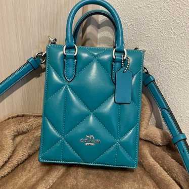 Coach Turquoise Quilted Shoulder Bag - image 1