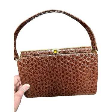 Vintage Faux Brown Crocodile Ladies Handbag