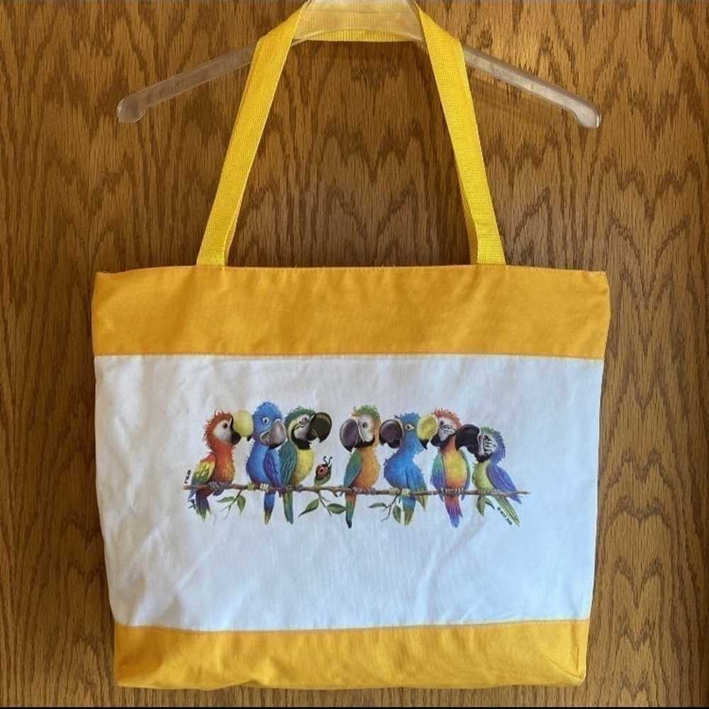 HTF Lg Designer Signed Dated Parrots Tote Bag Pur… - image 10