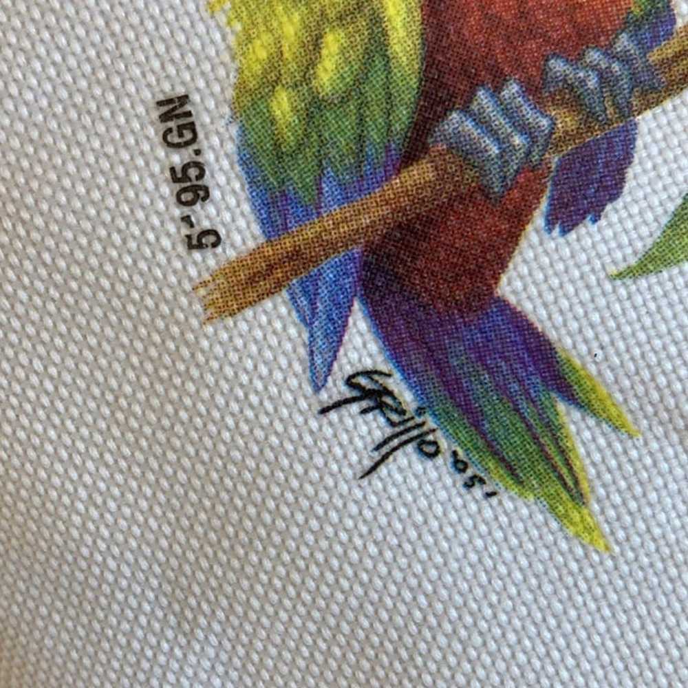 HTF Lg Designer Signed Dated Parrots Tote Bag Pur… - image 5