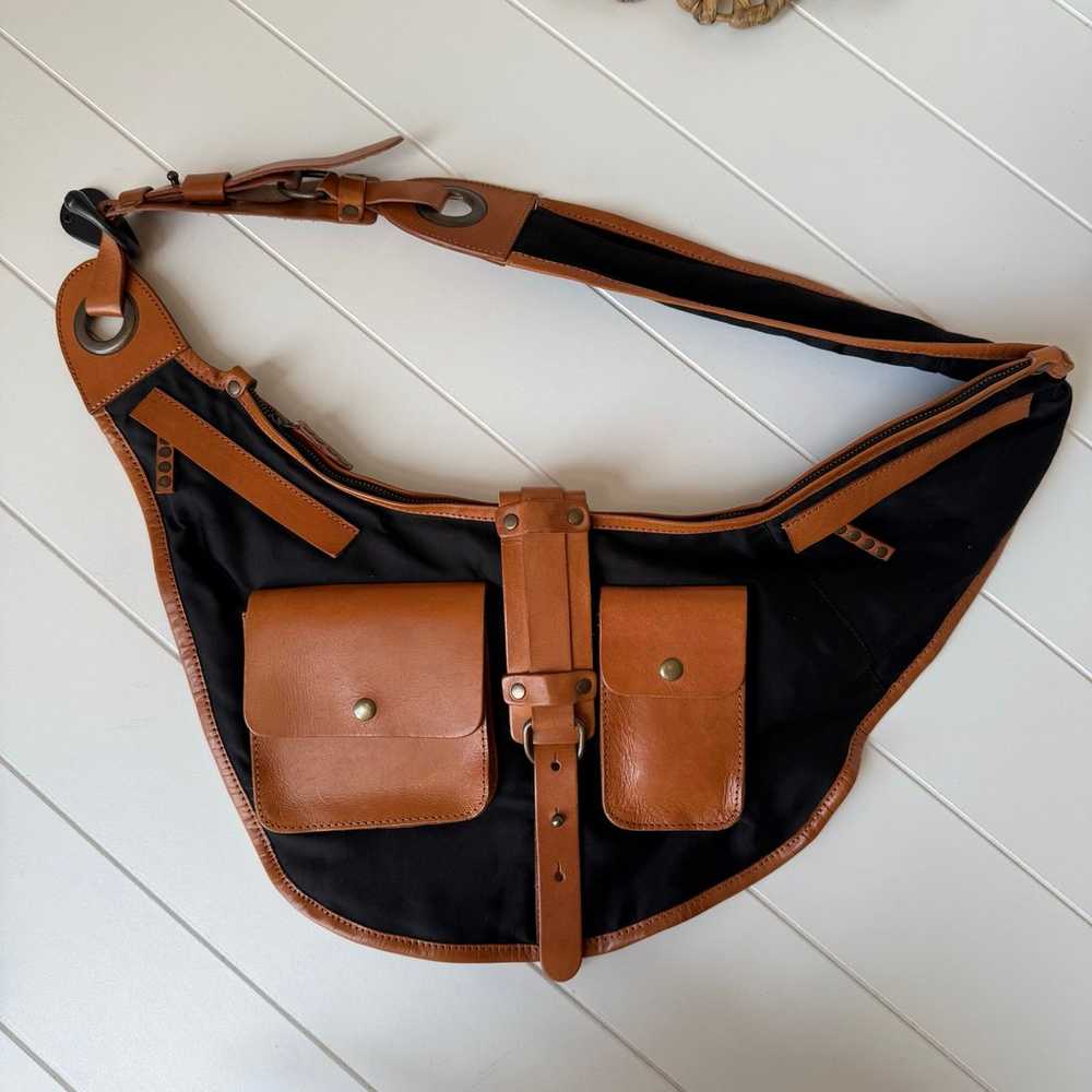 Free People bag cargo sling crossbody leather tri… - image 2