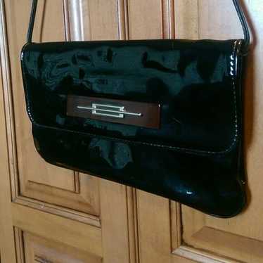 Vintage Purse Black Patent Handbag / Shoulder Bag 