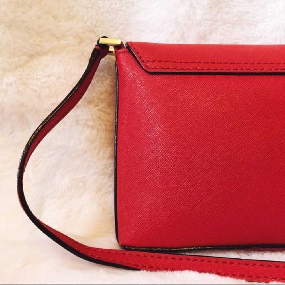 Kate Spade Red Saffiano Leather Crossbody Bag wit… - image 3