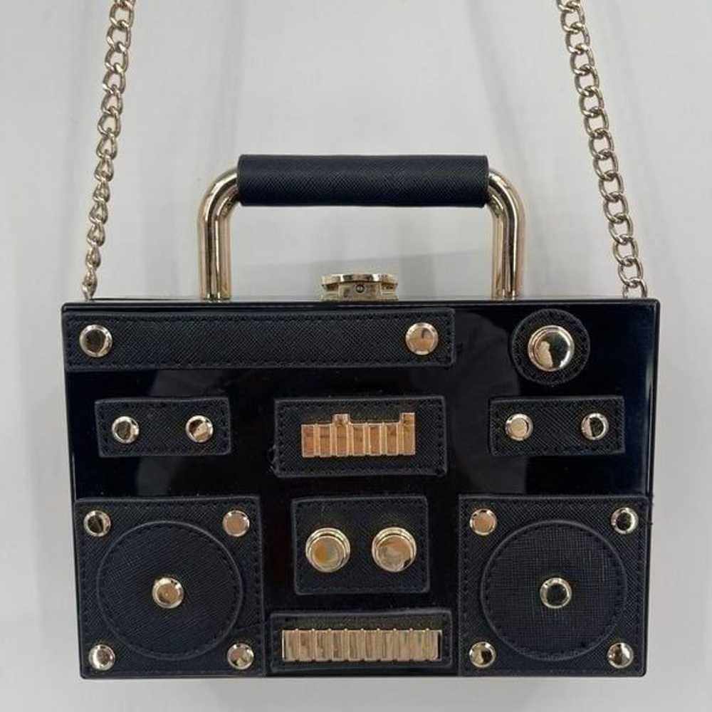 ZARA Black Hard Sided TFR Boombox Radio Mini Cros… - image 1