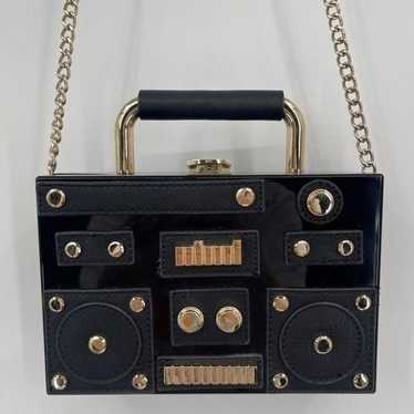 ZARA Black Hard Sided TFR Boombox Radio Mini Cros… - image 1