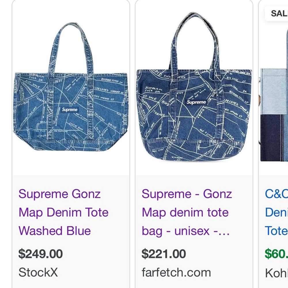 Supreme Gonz Map denim tote bag - image 8