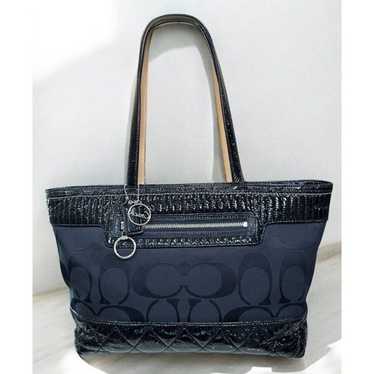 Coach 18676 Black Signature Poppy Quilted Tote