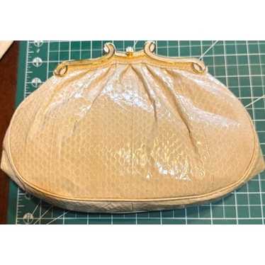 Vintage Ashneil Beige Python Leather Clutch Purse 