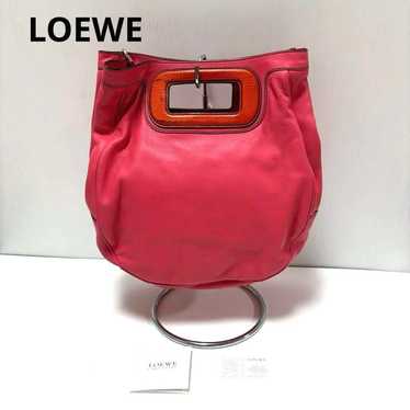 LOEWE Leather Handbag Pink Loewe Logo Embossed