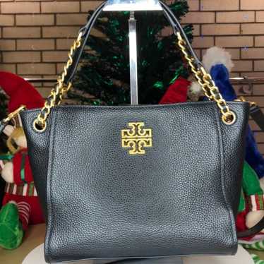 Tory Burch Britten Pebbled Leather Crossbody Tote