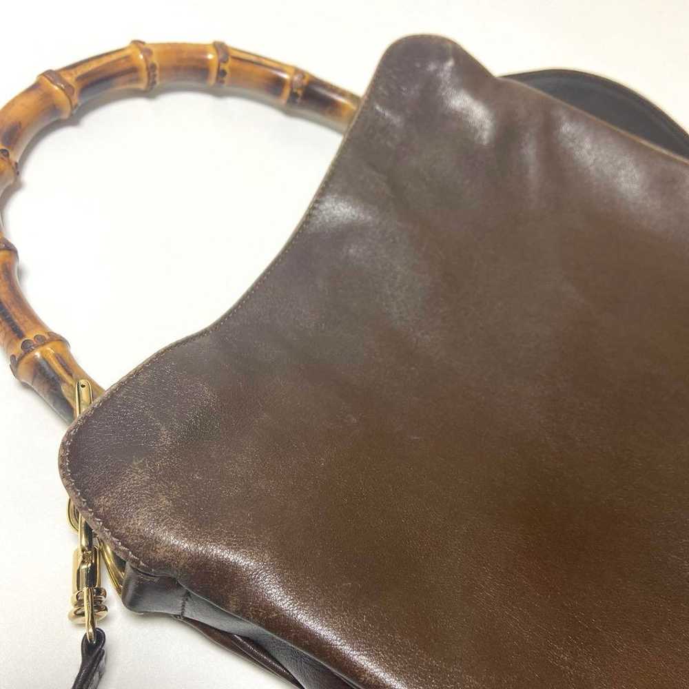 OLD GUCCI Bamboo Leather Shoulder Bag Brown - image 10