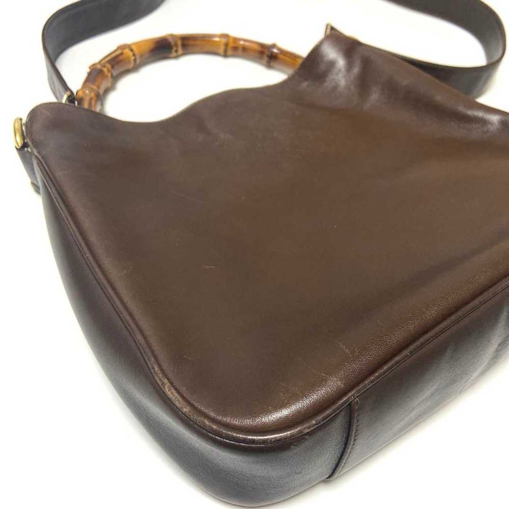 OLD GUCCI Bamboo Leather Shoulder Bag Brown - image 11