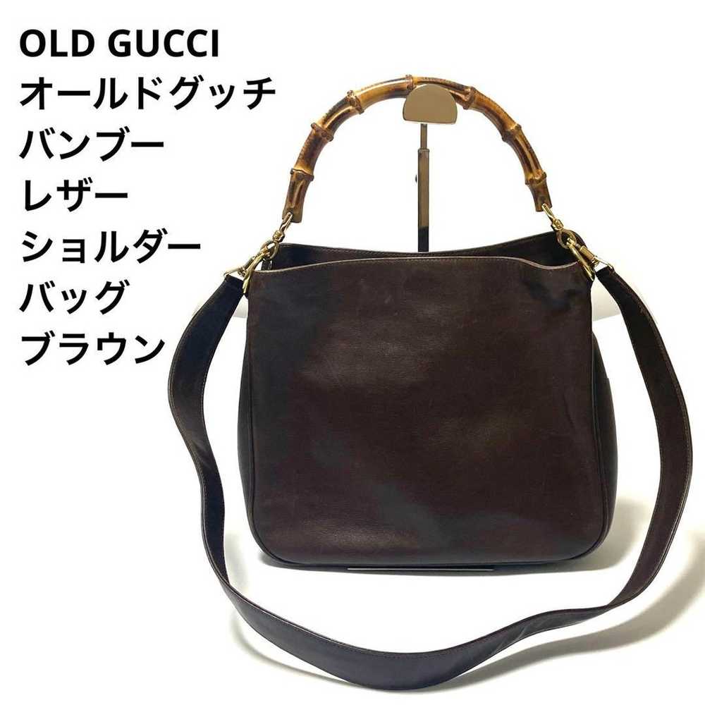 OLD GUCCI Bamboo Leather Shoulder Bag Brown - image 1