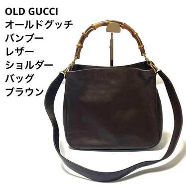 OLD GUCCI Bamboo Leather Shoulder Bag Brown - image 1