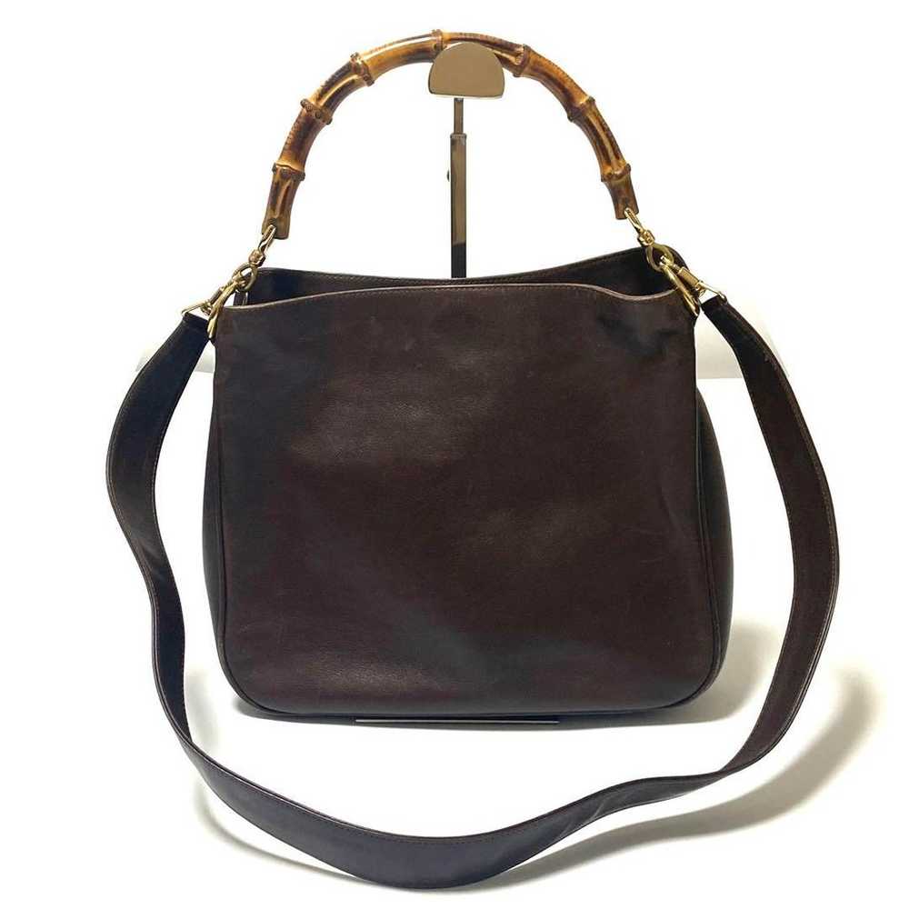 OLD GUCCI Bamboo Leather Shoulder Bag Brown - image 2