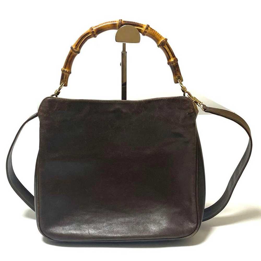 OLD GUCCI Bamboo Leather Shoulder Bag Brown - image 3