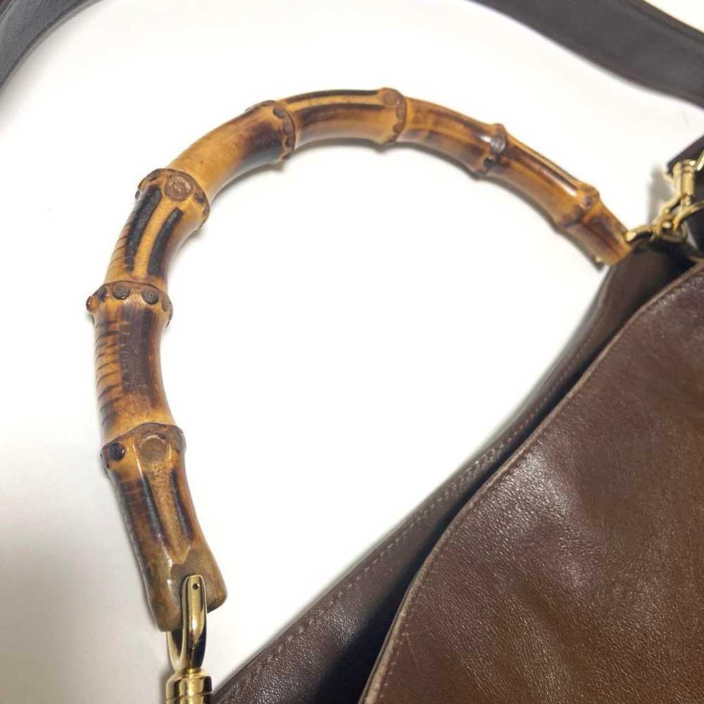 OLD GUCCI Bamboo Leather Shoulder Bag Brown - image 8