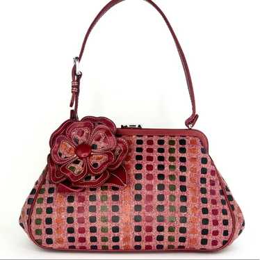 Isabella Fiore Vintage Red Print & Leather Purse