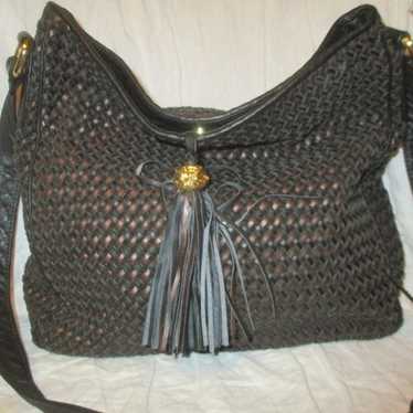 Ganson vintage woven leather shoulder/ cross body 