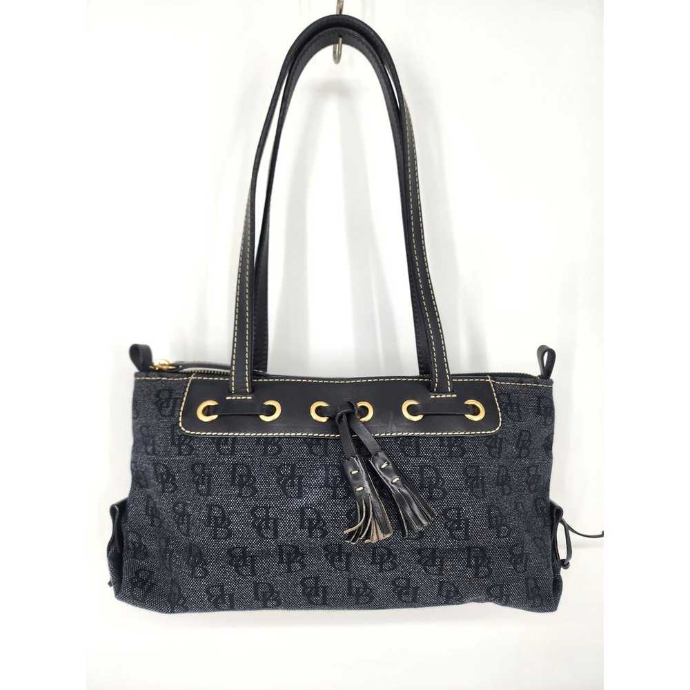 Vintage Dooney & Bourke Dark Wash Denim Shoulder … - image 1