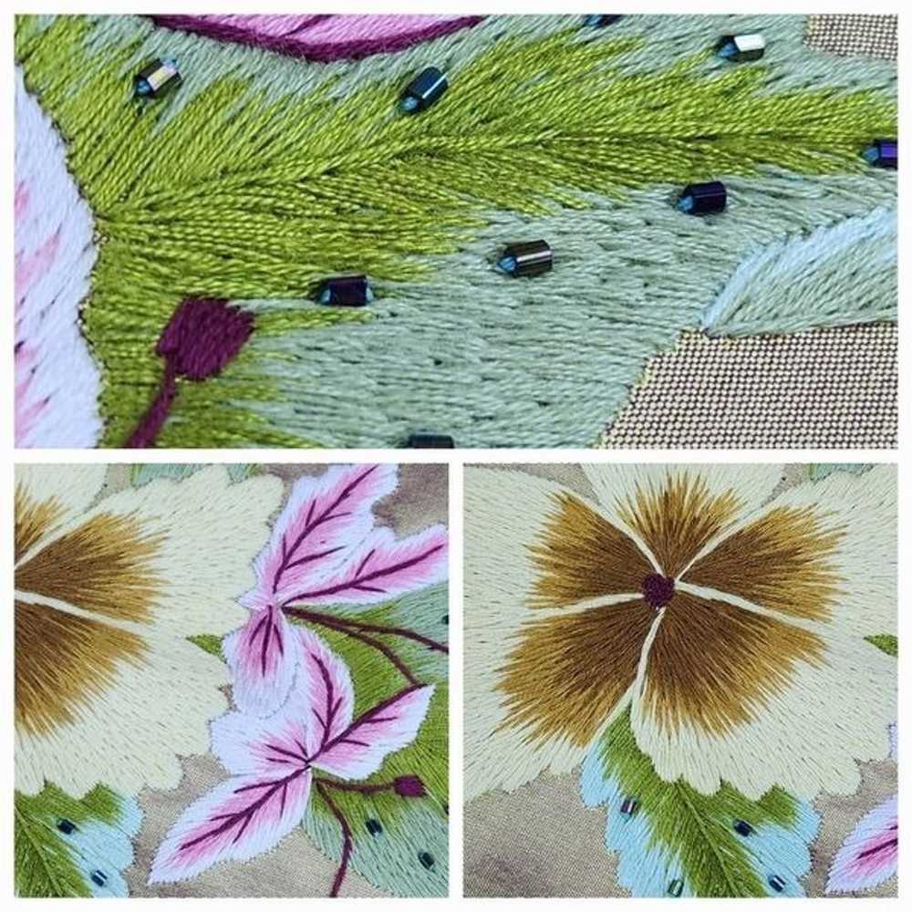 Green & Pink Iridescent Silk Embroidered Floral P… - image 10