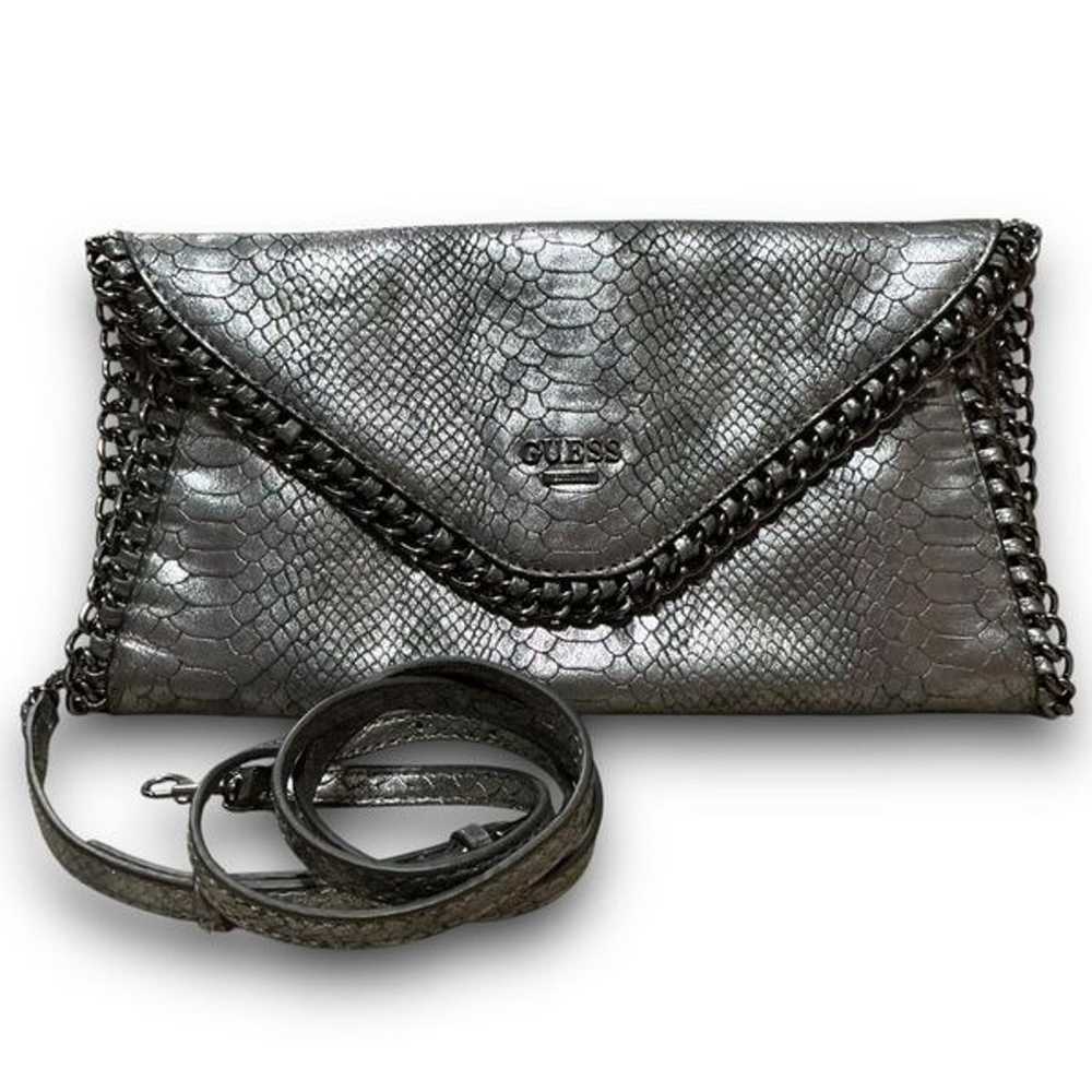 Y2K Vintage Guess Silver Faux Snakeskin Embossed … - image 1