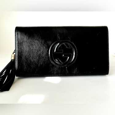 Gucci Soho Clutch Black Patent Leather Medium