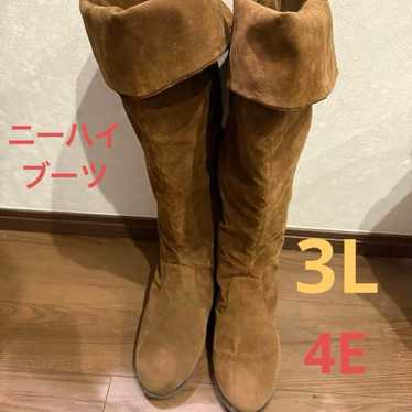 Brown suede knee-high boots, size 3L, 4E. - image 1