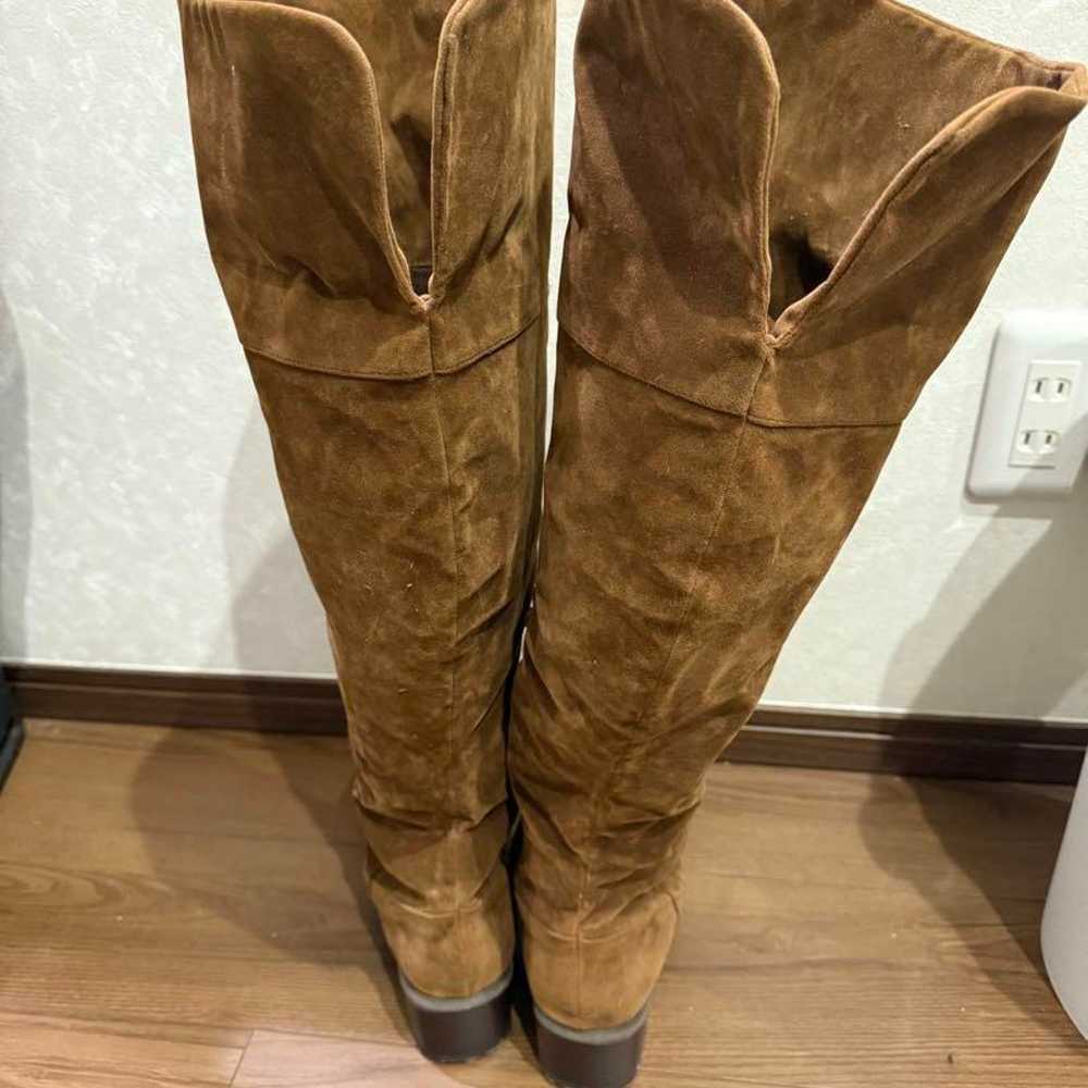 Brown suede knee-high boots, size 3L, 4E. - image 4