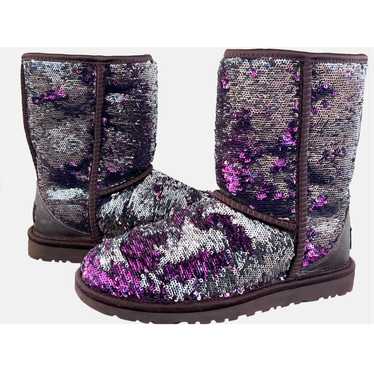 UGG Classic Short Purple / Silver Sparkle Flip Se… - image 1