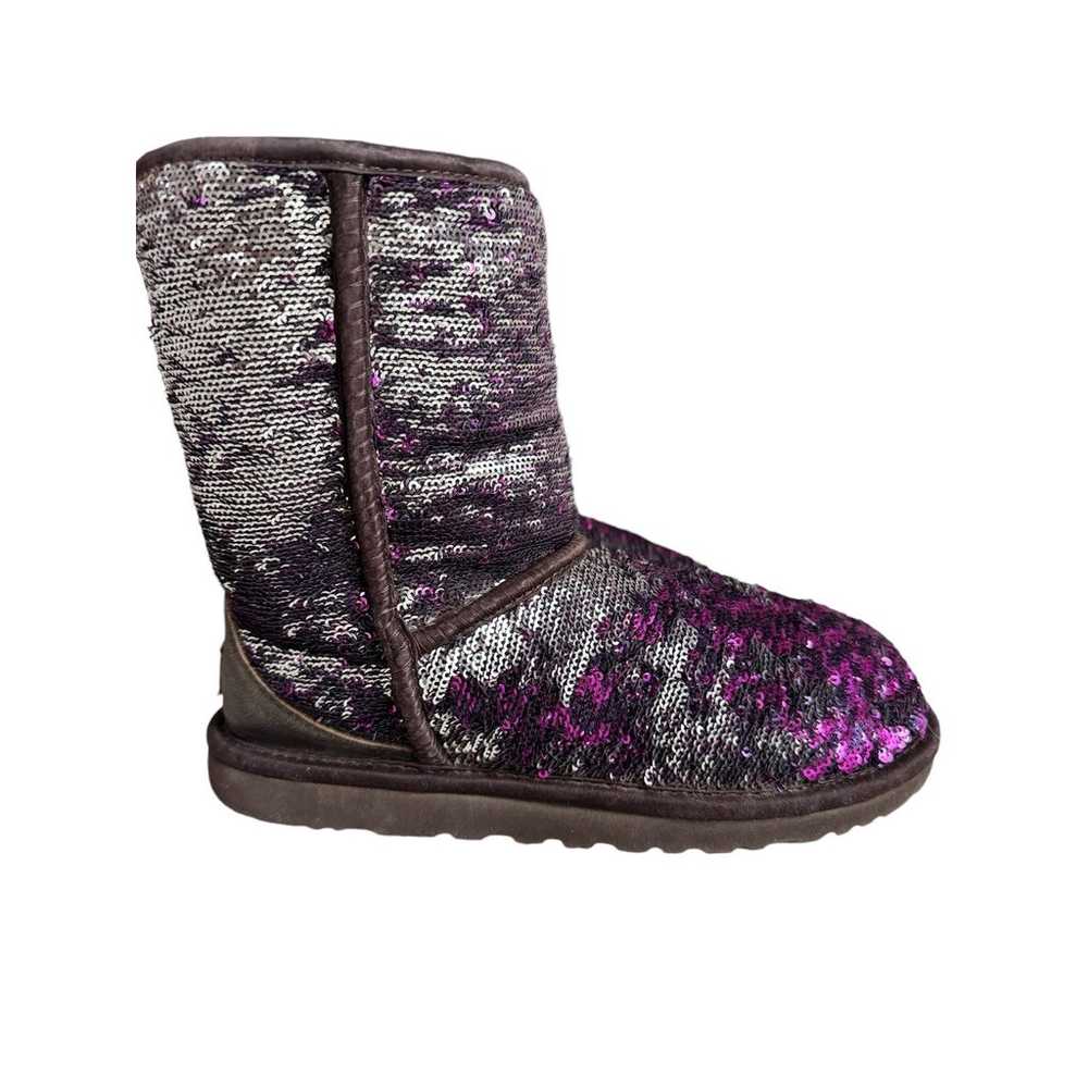 UGG Classic Short Purple / Silver Sparkle Flip Se… - image 2