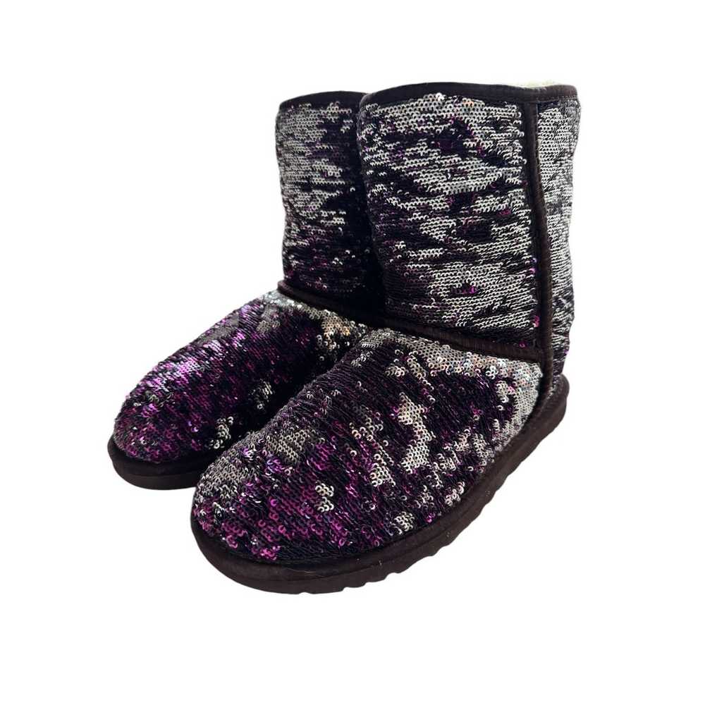 UGG Classic Short Purple / Silver Sparkle Flip Se… - image 3