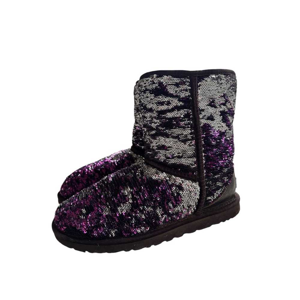 UGG Classic Short Purple / Silver Sparkle Flip Se… - image 5