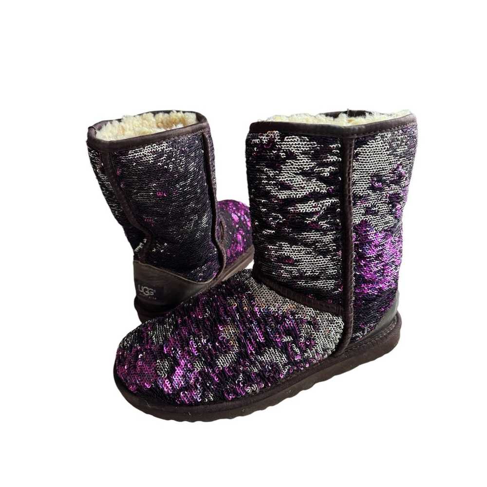 UGG Classic Short Purple / Silver Sparkle Flip Se… - image 6