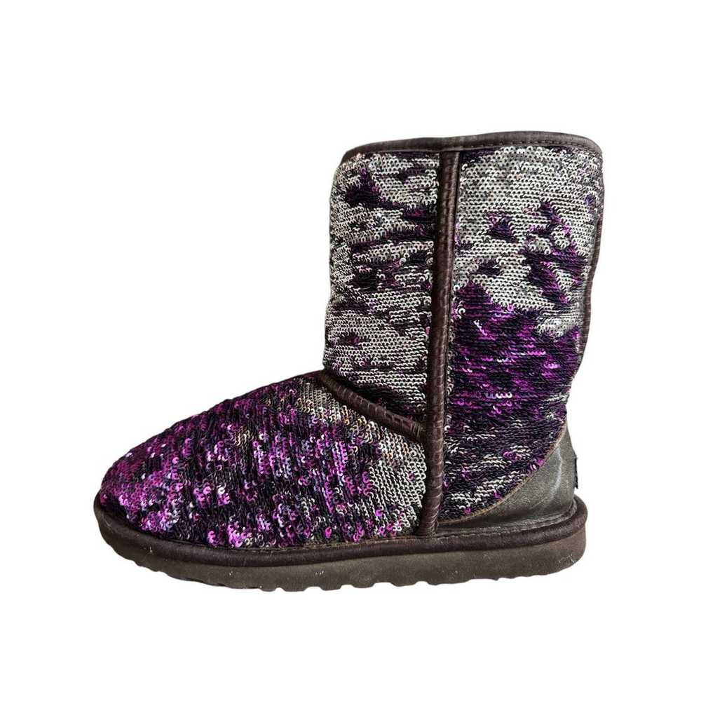 UGG Classic Short Purple / Silver Sparkle Flip Se… - image 7