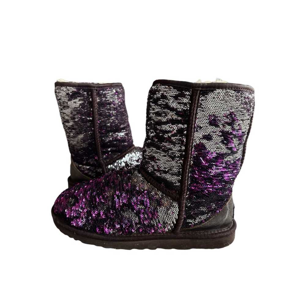 UGG Classic Short Purple / Silver Sparkle Flip Se… - image 8