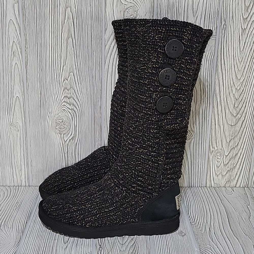 UGG Classic Cardy Knit Black and Gold Threaded Bo… - image 4