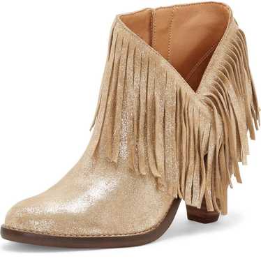 Jessica Simpson gold fringe heeled bootie