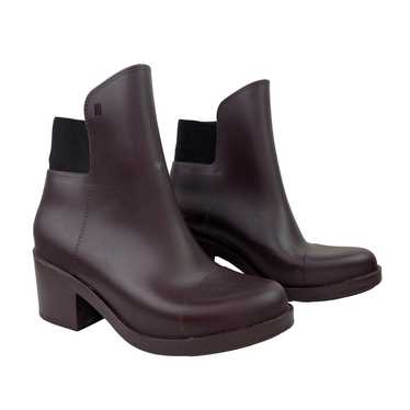 MELISSA Rubber Elastic Boots Bordeaux Block Heeled